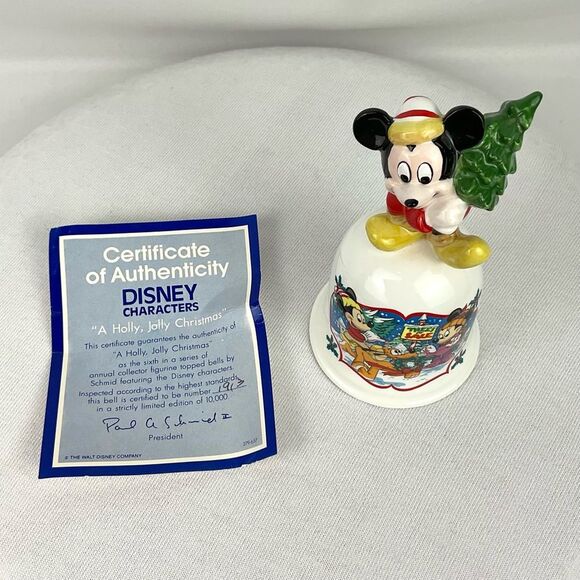 Schmid Mickey Mouse Christmas Bell Disney 1990 Collectors Bell Ltd Ed Holiday - Picture 6 of 8